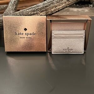 Kate Spade New With Tags Small Glitter Slim Cardholder Lunar Light w/Box